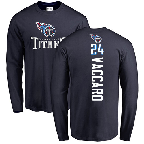 Tennessee Titans Men Navy Blue Kenny Vaccaro Backer NFL Football #24 Long Sleeve T Shirt